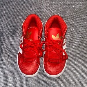 Adidas Kids Red and White Sneakers